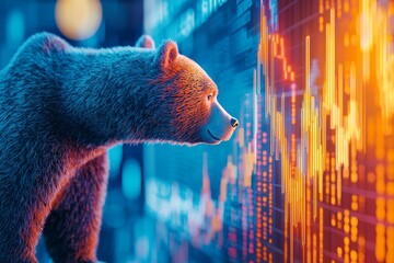 Poster - Financial concept generating stock for a stock market bear market trading graph.