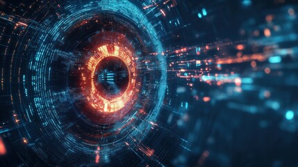 Poster - futuristic digital eye data network and cyber security technology background