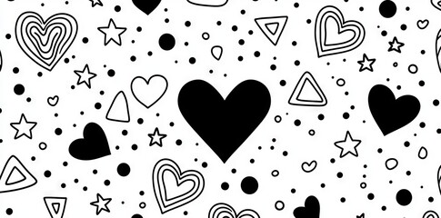 Poster - decorative seamless black and white abstract line doodle pattern. simple childish scribbles backgrou