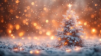 Fototapete - minimalistic christmas decoration scene with a white tree and silver ornaments surrounded by a softl