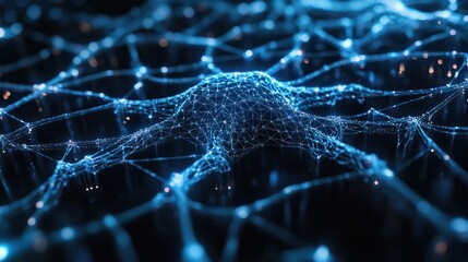 Poster - Loopable Illustrative 3D Animation of Neural Network. Concept: Chatbot, Artificial Intelligence, Deep Learning, Machine Learning and Large Language Model Visualization.