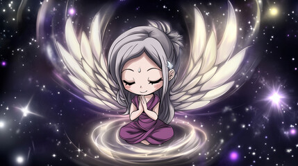 Wall Mural - flying angel spiritual religion cute girly praying 