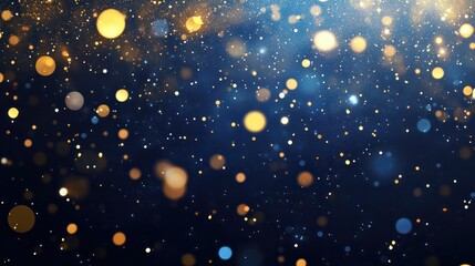Wall Mural - new year, christmas background with gold stars and sparkling. abstract background with dark blue and