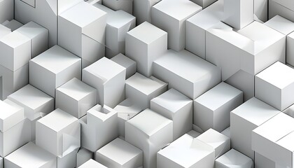 Canvas Print - abstract seamless pattern of white three-dimensional geometric cubes creating a modern box design