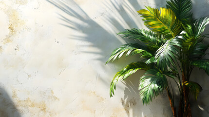 White Wall with Shadows of Palm Leaves: A Minimalistic Design
