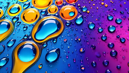 Wall Mural - colorful background featuring oil drops suspended in liquid