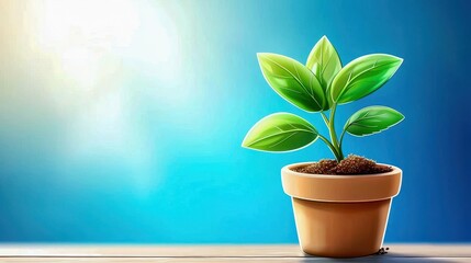 Vibrant green plant in a pot with sunlight, showcasing new growth and healthy leaves.