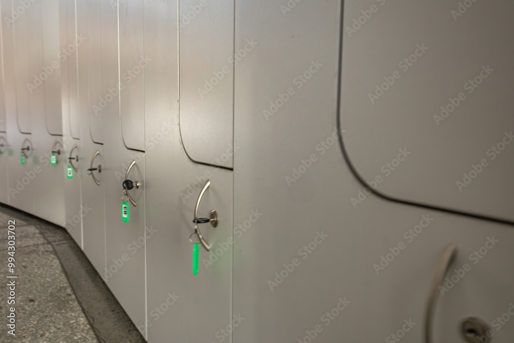Lockable lockers for clothes at school for students, at the clinic for ...