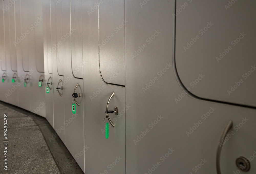 Lockable lockers for clothes at school for students, at the clinic for ...