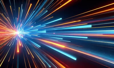 Wall Mural - high-speed light trail animation, creating a dynamic and futuristic backdrop. the red and blue light