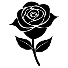 Canvas Print - black and white rose vector illustration