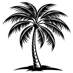 Sticker - palm tree silhouette vector illustration 