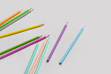 Wall Mural - Group of colorful pencils on light background