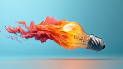 Bright Idea with Fiery Light Bulb Concept