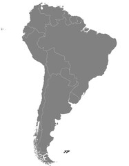 Naklejka na meble Highlighted map of FALKLAND ISLANDS-MALVINAS inside detailed blank flat political map of South (Latin) American continent on isolated background