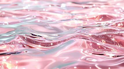 Leinwandbilder - The image is a beautiful reflection of pink water with a shiny, metallic sheen. The water appears to be calm and peaceful, with ripples gently lapping against the shore
