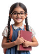 © Rawpixel.com - PNG A cute little indian girl in glasses has two braids student background backpack.