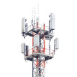 © markusmiller - Photo of a telecommunication tower featuring 4G and 5G cellular technology, isolated on a transparent