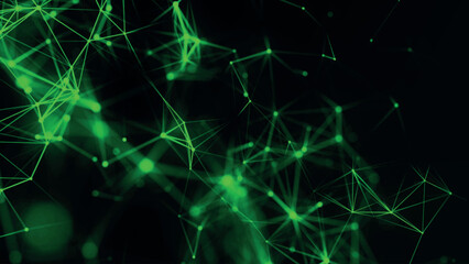 Fototapete - Abstract background with connecting dots and lines. Network connection structure. Plexus effect. 3d Vector illustration.