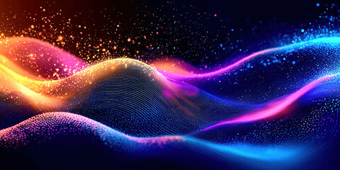 Vibrant Abstract Waves of Colorful Light and Particles