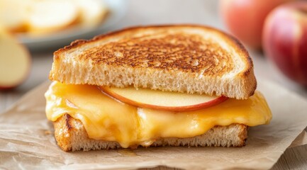 Sticker - Deliciously toasted sandwich filled with gooey cheese and sweet apple slices for a perfect snack