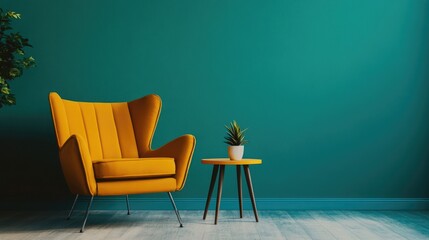 Yellow Chair and Potted Plant