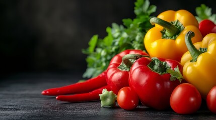 Canvas Print - Colorful collection of fresh vegetables on a wooden table ready for cooking or salad preparation