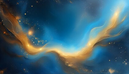 Cosmic Canvas: Blue and Gold Galaxy Swirls with Glittering Star Elements and Abstract Texture for Artistic Design