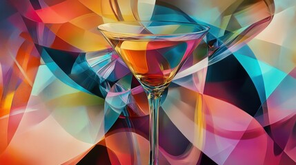 Poster - A Glass of Liquid Against a Colorful Abstract Background