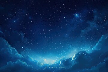 Wall Mural - starry night sky texture with twinkling stars and soft, flowing clouds illuminated by moonlight