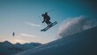© ADD PHOTO - Daring Ski Jump in Snowy Mountain Landscape During Sunset