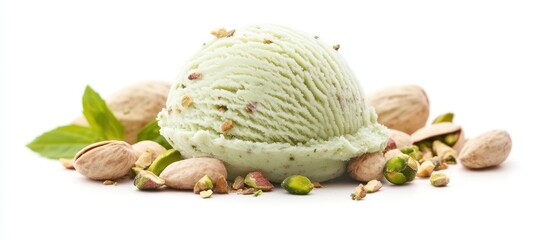 Canvas Print - Pistachio Ice Cream Scoop with Nuts