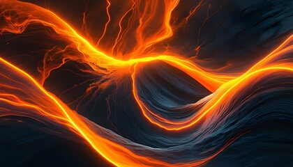 Wall Mural - Vibrant Waves of Orange Glow Against a Dark Backdrop Creating Sparkling Fiery Patterns for Dynamic Digital Design