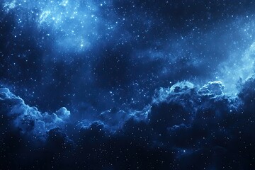Wall Mural - starry night sky texture with twinkling stars and soft, flowing clouds illuminated by moonlight
