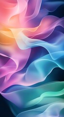 Poster - Colorful abstract waves flowing gracefully across a dark background during daytime