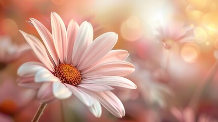 Wall Mural - a pink flower with a yellow center