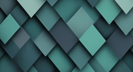 Wall Mural - Modern geometric patterns in dark green shades create a striking abstract design