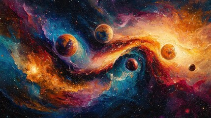 Poster - Vibrant Abstract Painting of Cosmic Beauty