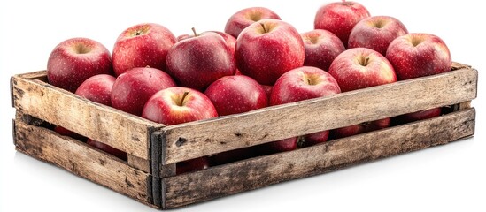 Wall Mural - Fresh Red Apples in a Wooden Crate