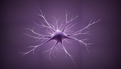 Wall Mural - Purple neurons up close, detailed, wallpaper of biology or artificial intelligence, colorful