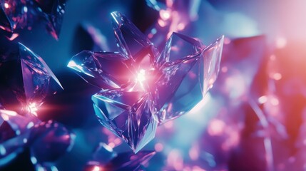 Poster - A Single Crystal Shimmering in a Purple and Blue Light