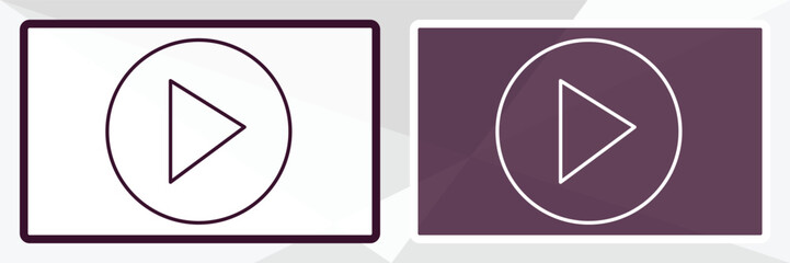 Poster - video play outline icon. Linear vector from user interface concept. Thin line white and black video play icon isolated on white and dark background