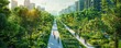 © Adnan saheem - Blueprint of a green city corridor, integrating pedestrian pathways, bicycle lanes, and extensive plantings to reduce urban heat island effect