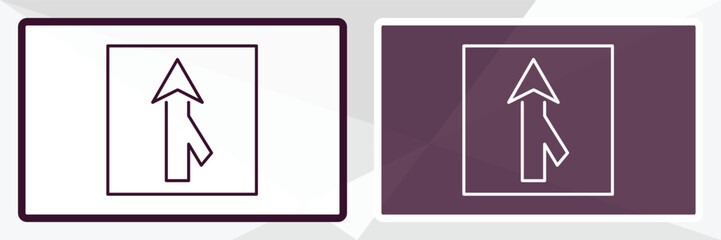 Aufkleber - merging sign outline icon. Linear vector from traffic signs concept. Thin line white and black merging sign icon isolated on white and dark background