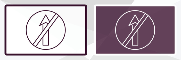 Aufkleber - no straight sign outline icon. Linear vector from traffic signs concept. Thin line white and black no straight sign icon isolated on white and dark background