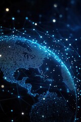 Poster - Sleek digital globe with interconnected dots representing global network and technology connections