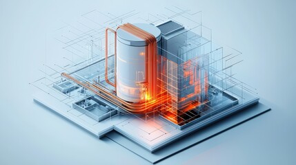 Poster - Futuristic 3D Isometric Illustration of Advanced Technology