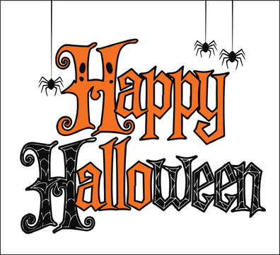 Happy Halloween text vector art illustration