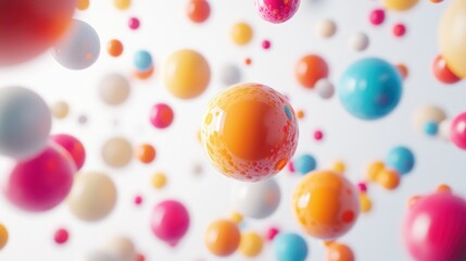 Poster - Abstract Composition of Colorful Spheres Floating in White Space