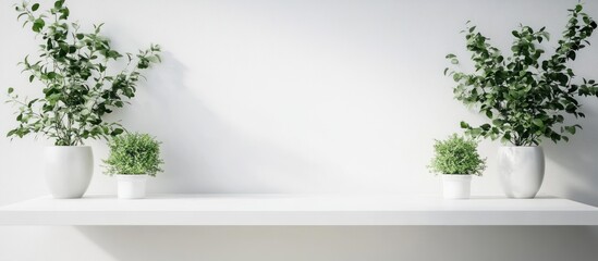 Poster - Minimalist White Shelf With Plants